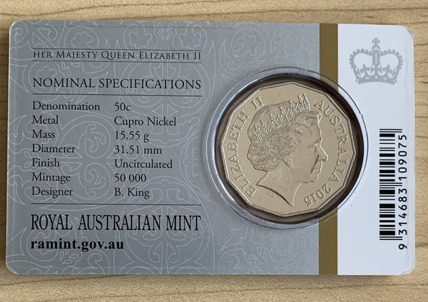 Australia 2015 50c Fifty cents Longest Reigning Monarch Uncirculated Coin