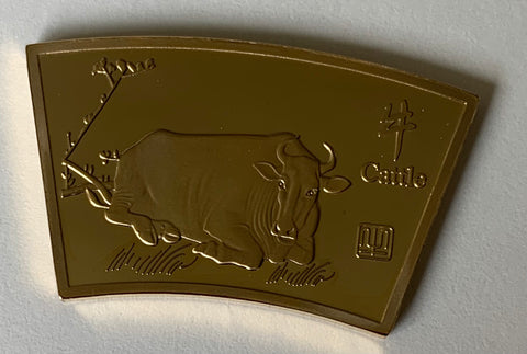 China PRC Chinese New Year. Year of the Ox 24ct Gold Plated medal