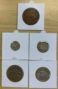 Australia 1958 Pre Decimal 5 Coin Set  IDEAL BIRTHDAY GIFT