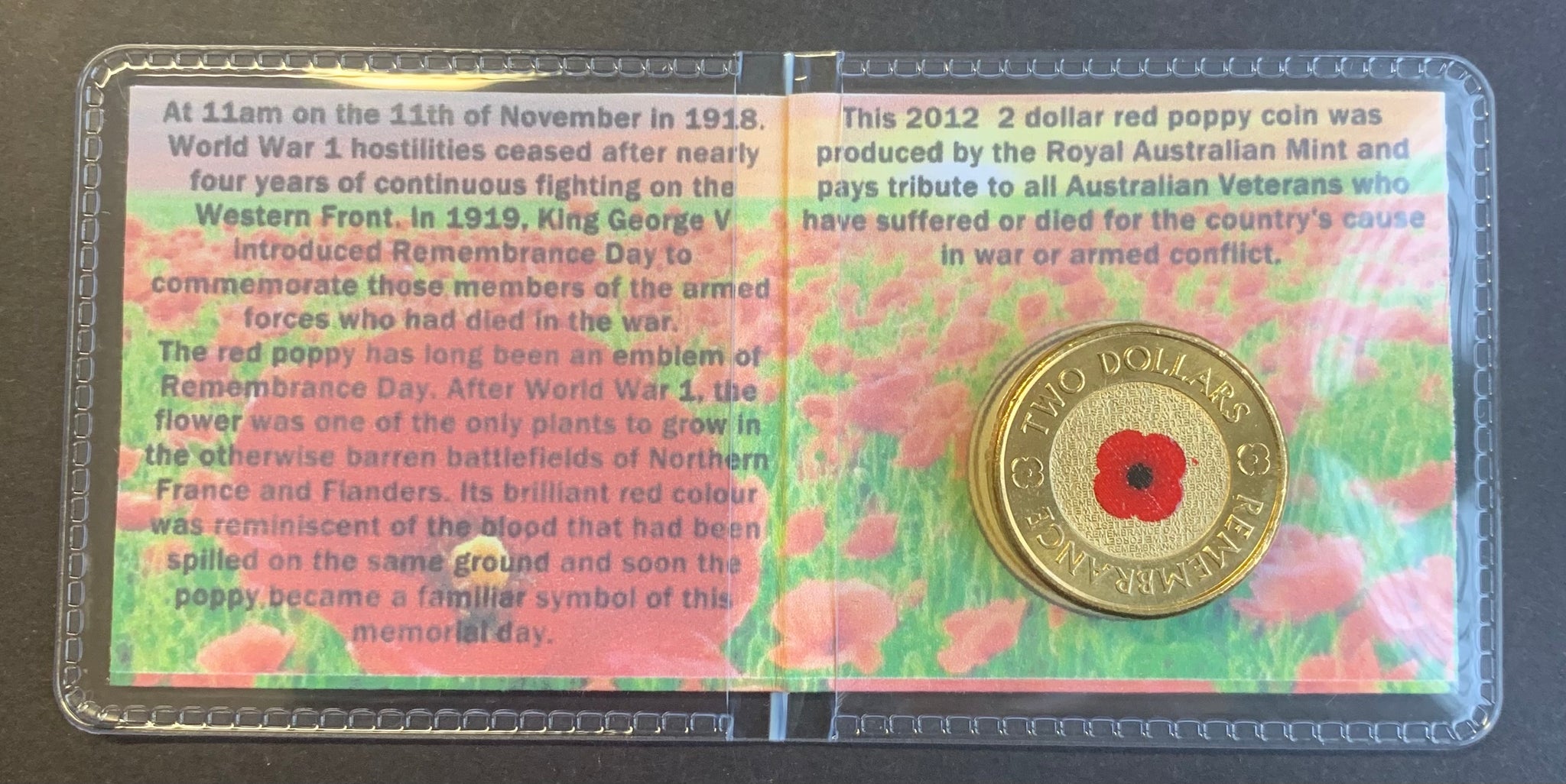 2012 Remembrance Day $2  Coloured Uncirculated Coin
