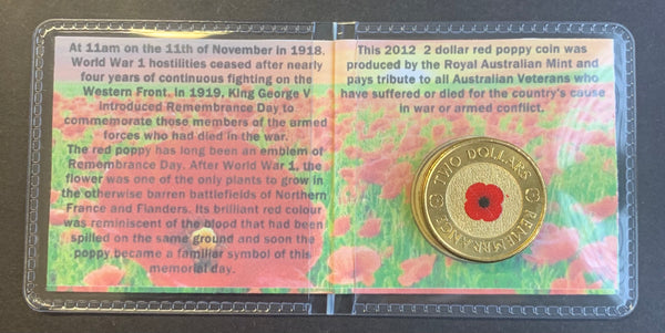 2012 Remembrance Day $2  Coloured Uncirculated Coin