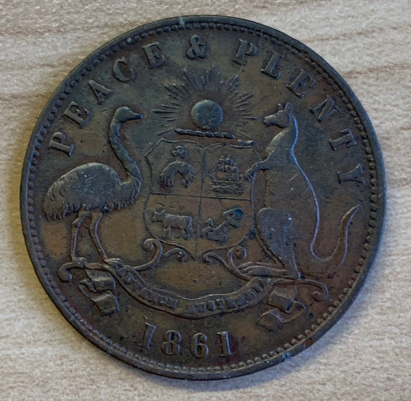 Australia 1861 Penny Token - Robert Hyde R286 VF