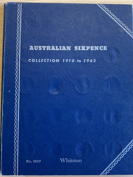 Australian Silver Six Pence 6d collection Complete in "Whitman" album.