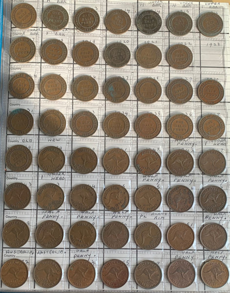 Australia Half Penny  ½d Halfpenny Set Excluding 1923 nice condition