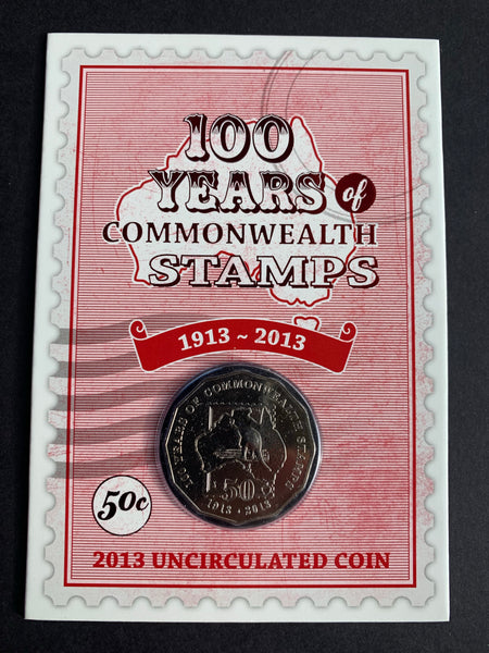 2013 RAM Fifty Cents 50c 100 Years of Commonwealth Stamps Carded Uncirculated Coin.