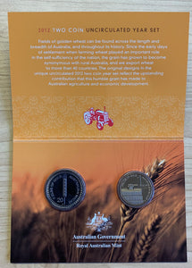 Australia 2012 Royal Australian Mint Wheat 2 Coin Uncirculated Set