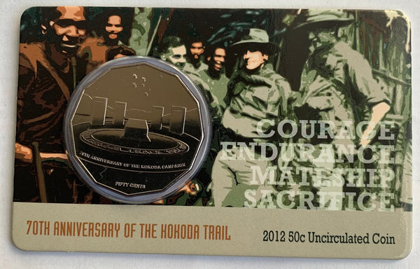 Australia 2012 Royal Australian Mint 50c Fifty Cents Kokoda Trail carded Uncirculated Coin