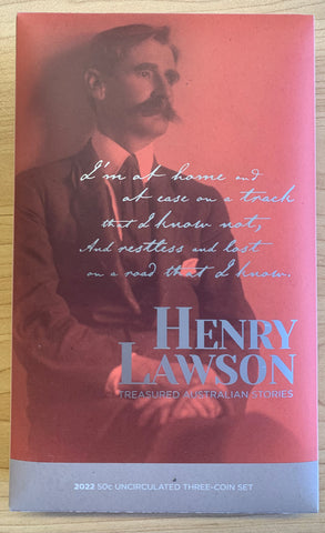 2022 RAM Henry Lawson Treasured Australian Stories Set of 3 50 Cents 50c Carded Uncirculated Coins