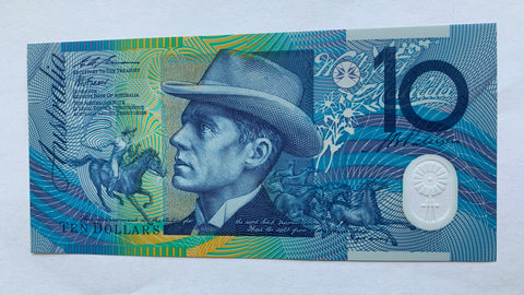 R316a 1993 $10 Blue Dobell Fraser Evans Polymer Banknote Uncirculated