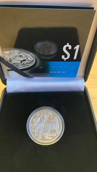 Australia 2014 Royal Australian Mint $1 Kangaroo 1oz High Relief Silver Mob of Roos "30th Anniversary of the Dollar Coin"