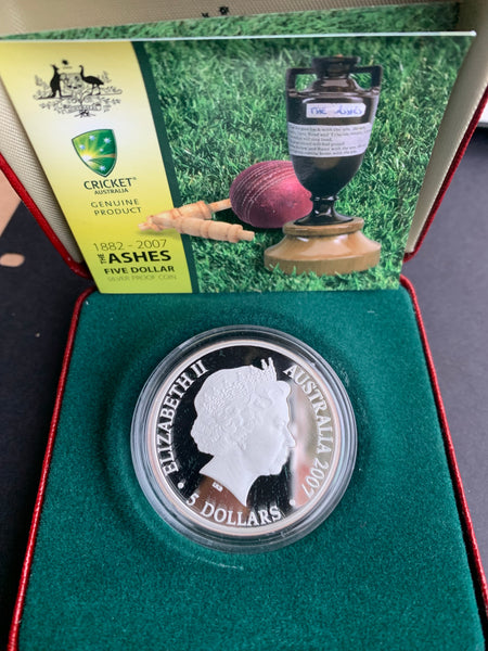 Australia 2007 Royal Australian Mint $5 The Ashes cricket silver Proof Coin