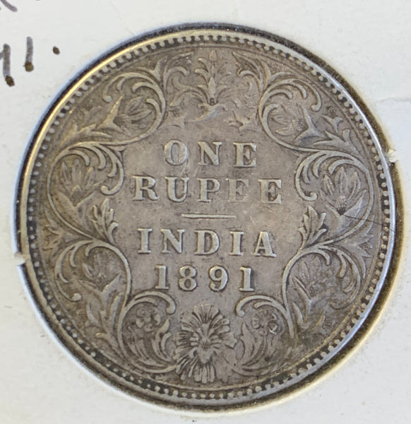 India 1891 Queen Victoria Silver Rupee