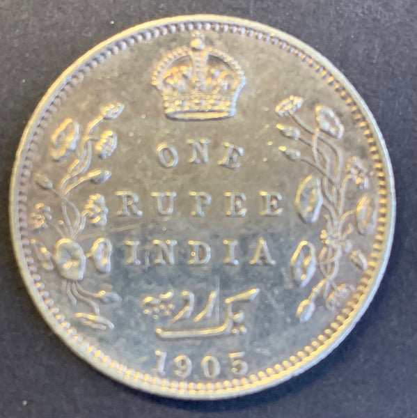 India 1905 King Edward VII Silver Rupee
