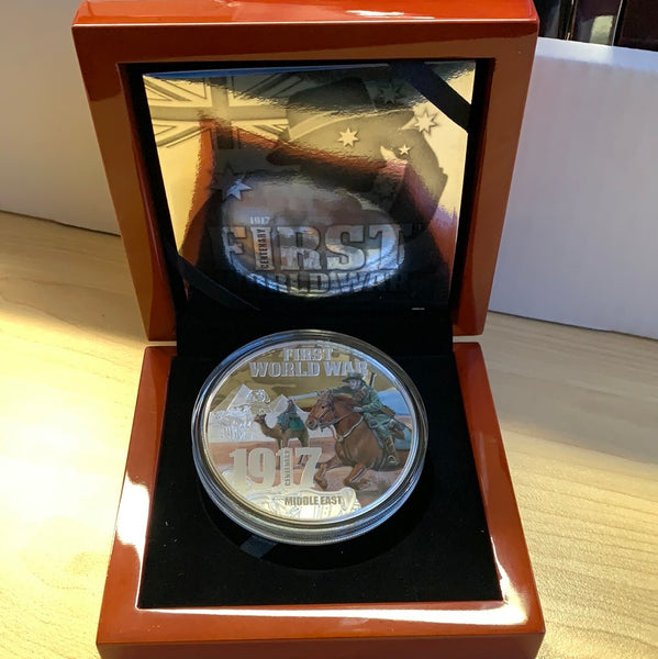 Niue 2017 First World War Series, Middle East 5oz 999 Silver Coin in box with Certificate