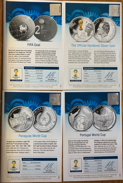 Brazil Canada French  Portugal South Africa Spain2014 FIFA World Cup Brazil World Silver Coin Set