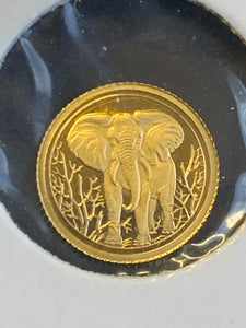 Somalia 2004 Elephant 1/50th oz Gold Proof Coin.