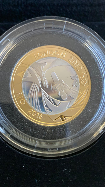 Great Britain 2012 London to Rio £2 Two Pounds Gold Plated .925 Silver Proof Coin