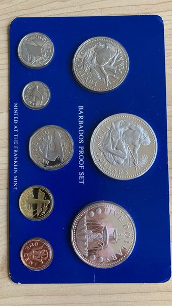 Barbados 1975 Proof  Coin Set includes 2 silver coins