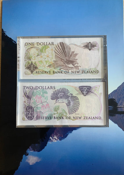 New Zealand Coin & Banknote Folder with $1 & $2 Paper Notes