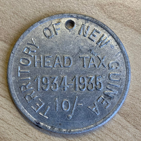 New Guinea 1934-1935 10/- ten Shilling Head Tax Token