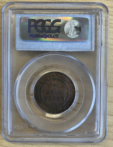 AUSTRALIA 1931 Half Penny ½d PCGS AU55
