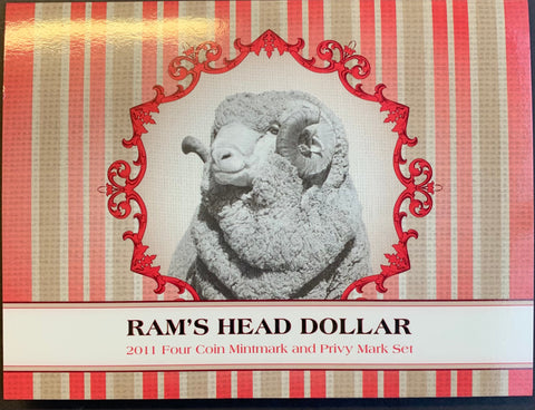 Australia 2011 Royal Australian Mint $1 Rams Head Dollar Four Coin Uncirculated  A D H & P Privy Mark Set