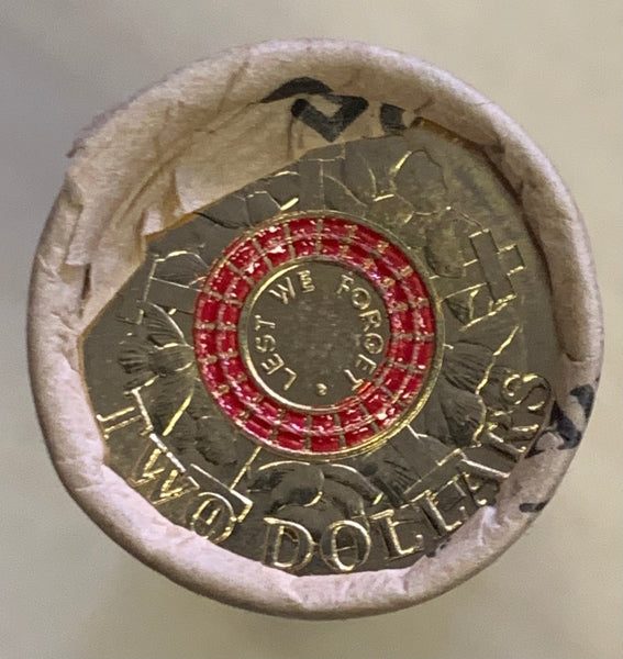 Australia 2015 Royal Australian Mint $2 Coloured Lest we Forget RAM Roll