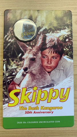 2020 RAM 50c Fifty Cents Skippy The Bush Kangaroo Coloured Carded Coin