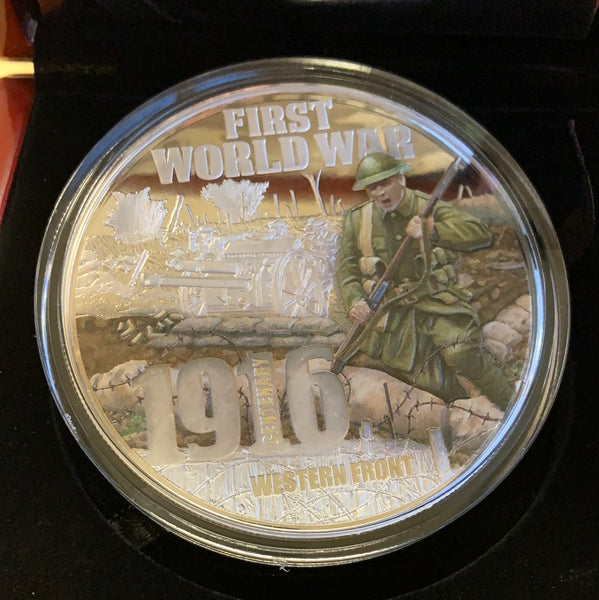 Niue 2016 First World War Series - Western Front 5oz 999 Silver Coin Box Cert