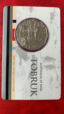 2015 RAM 50c Fifty Cents Australia at War Tobruk Carded Coin