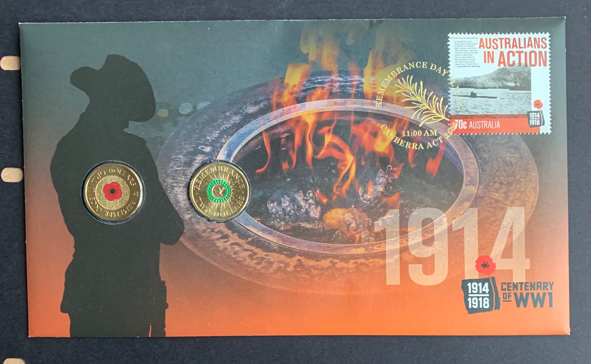 2014 Remembrance Day $2 Coloured Coins 2012 Poppy "C" mintmark $2 & 2014 $2 Ballot PNC