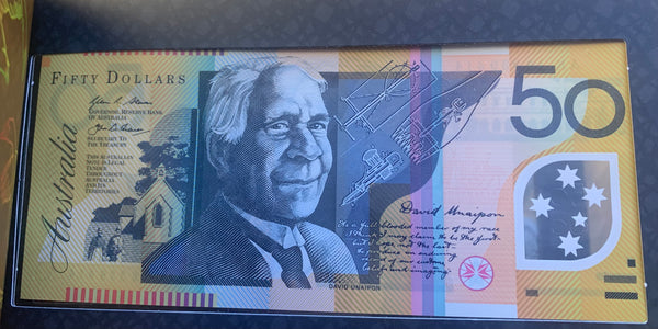 Reserve Bank of Australia Two Generations of $50 Uncirculated Banknote Folder