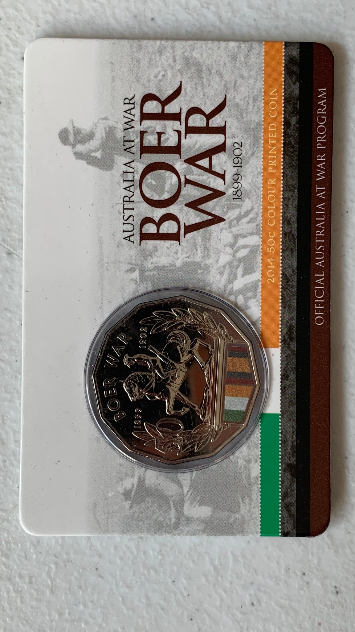 Australia 2014 Royal Australian Mint Fifty Cents 50c Australia at War Boer War Coloured Coin