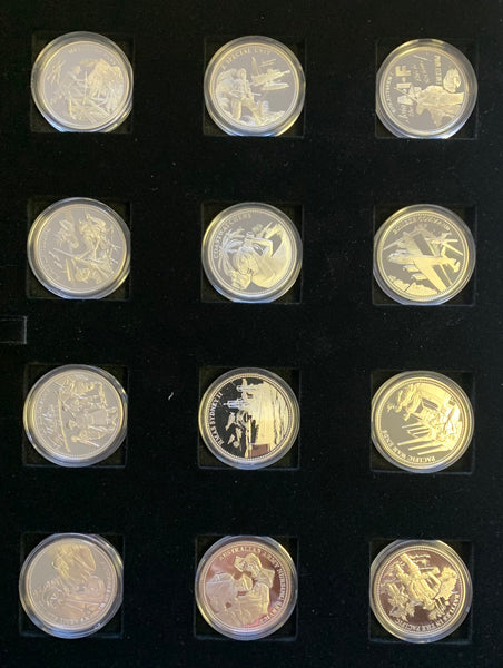Macquarie Mint  Second World War WW11 Australian Silver Commemorative Collection of 16 medallions
