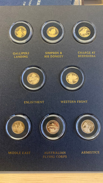 WW1 1914-18 Set of 8 14 carat 2 gram Gold Medallions