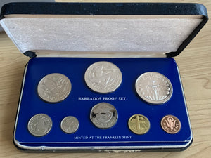 Barbados 1975 Proof  Coin Set includes 2 silver coins