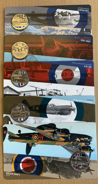 Australia 2021 Royal Australian Mint 50c The Centenary of the Royal Australian Air Force RAAF coloured Coins in attractive commemorative tin