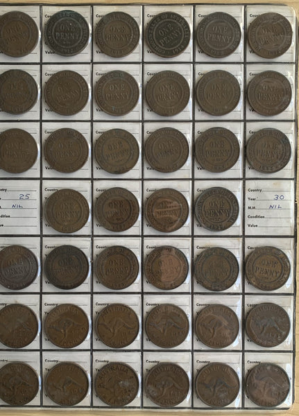 Australia Penny collection Penny Set Excluding 1925 & 1930