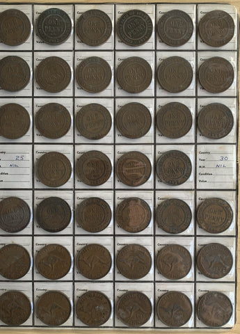Australia Penny collection Penny Set Excluding 1925 & 1930