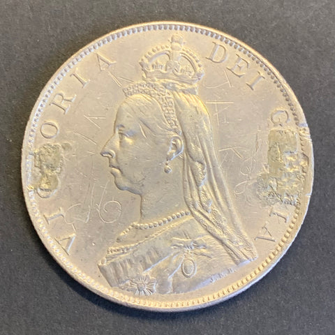 UK Great Britain 1888 Queen Victoria Silver 4/- Four Shilling Double Florin Coin