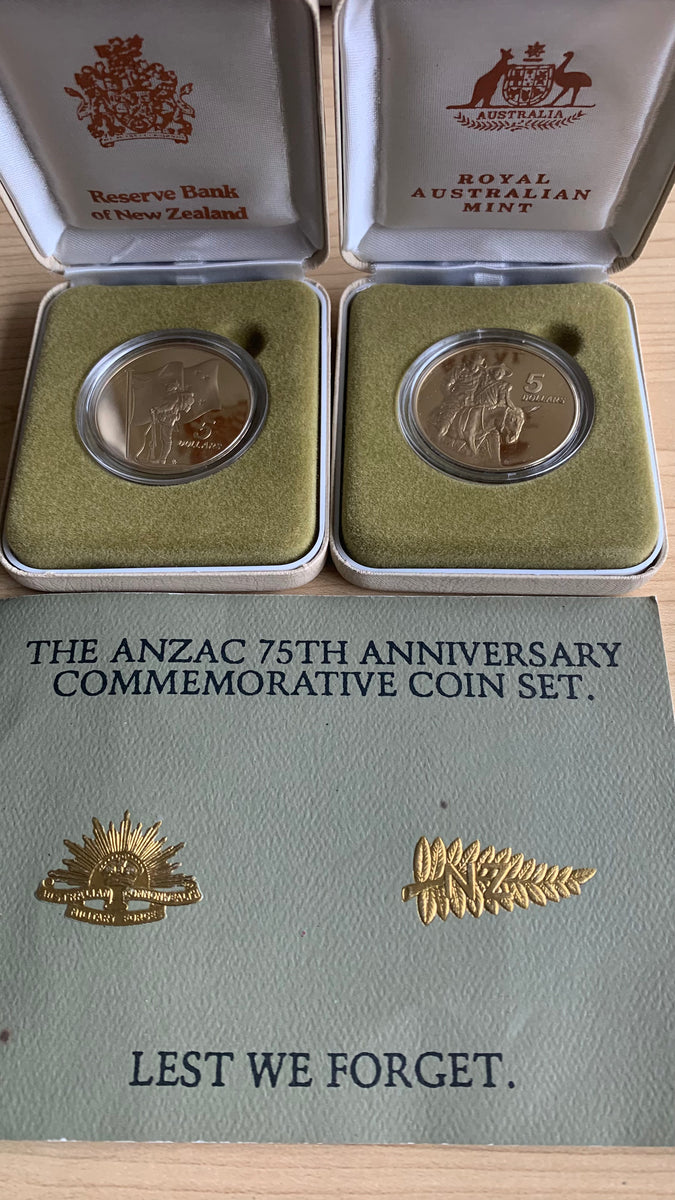 Australia 1990 RAM 75th Anniversary ANZAC $5 Commemorative Coin Set no ...