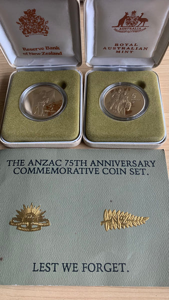 Australia 1990 RAM 75th Anniversary ANZAC $5 Commemorative Coin Set no outside box