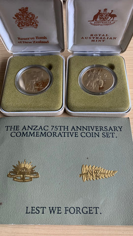 Australia 1990 RAM 75th Anniversary ANZAC $5 Commemorative Coin Set no outside box