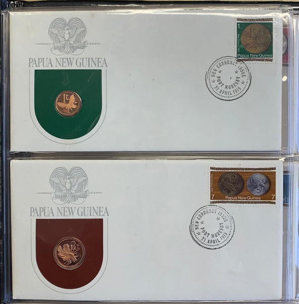 Papua New Guinea 1975 Proof Stamp Coin Covers includes 5K & 10K Silver Coins