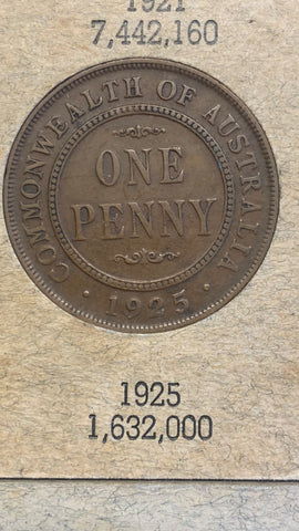Australia Penny 1911 -1964 collection including scarce 1925 & 1946 1d in Dansco Album
