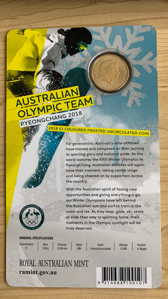 2018 RAM $1 Australian Winter Olympic Team Pyeongchang Uncirculated Coin