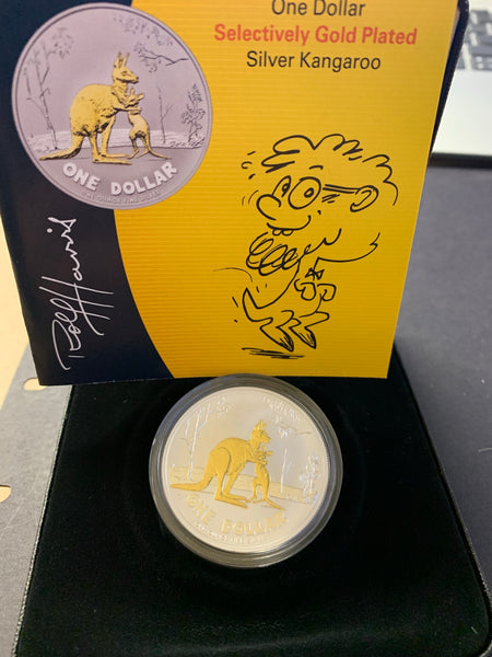 Australia 2007 Royal Australian Mint $1 Kangaroo Rolf Harris design Gold Plated Ounce Silver Proof