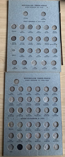 Australia 1910-64 Threepence & Sixpence 3d & 6d collection complete in Dansco Album.