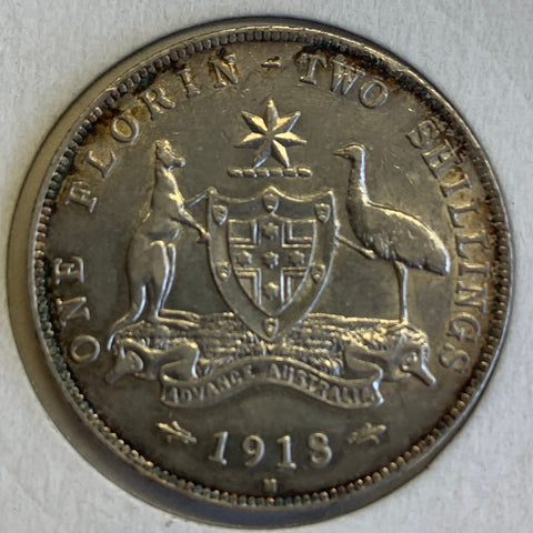 Australia 1918 2/- Florin VF Condition