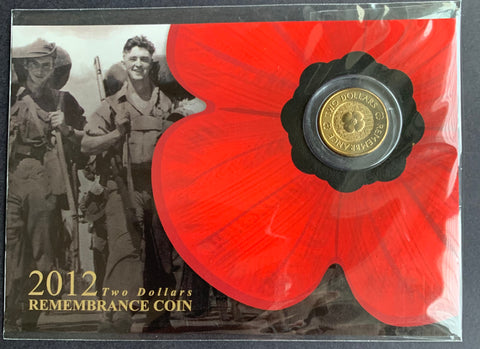 2012 $2 Remembrance Day Poppy Uncirculated Carded Coin No Mintmark
